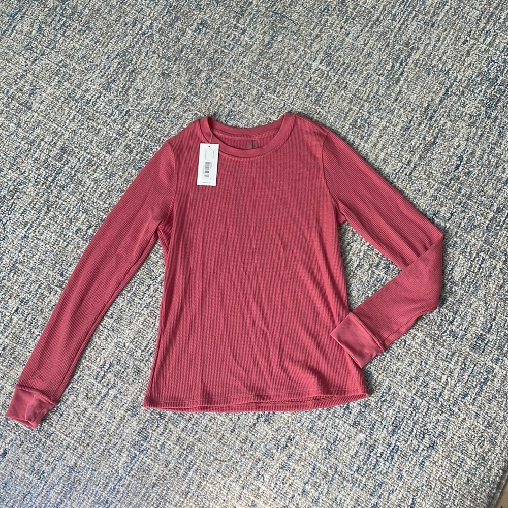 Outdoor Voices FastTrack Waffle Long Sleeve Top Pink Desert Rose Small Women's